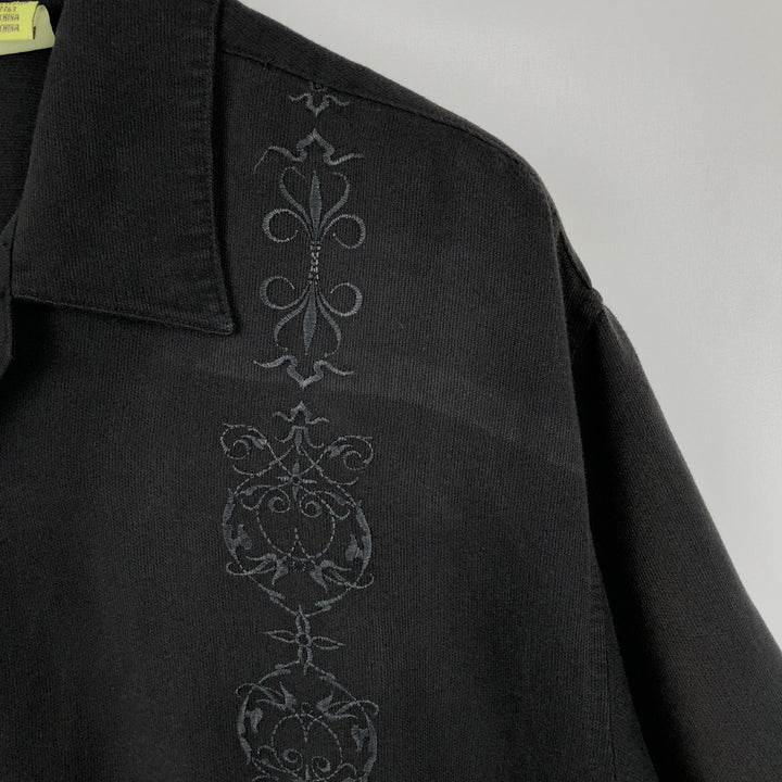 CUBAVERA Short-Sleeve Open-Collar Mexican Shirt (Men's Size L) Rayon black type Vintage Second Hand