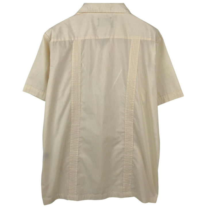 WEST LINE YUCATAN MEXICO Short-Sleeve Open Collar Mexican Shirt Cuban Shirt Box Shirt Men's Size M polyester ivory Vintage Second Hand