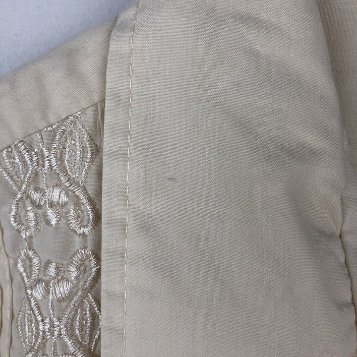 WEST LINE YUCATAN MEXICO Short-Sleeve Open Collar Mexican Shirt Cuban Shirt Box Shirt Men's Size M polyester ivory Vintage Second Hand