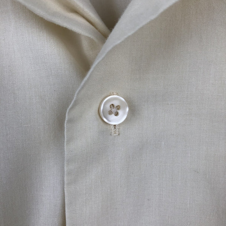 WEST LINE YUCATAN MEXICO Short-Sleeve Open Collar Mexican Shirt Cuban Shirt Box Shirt Men's Size M polyester ivory Vintage Second Hand