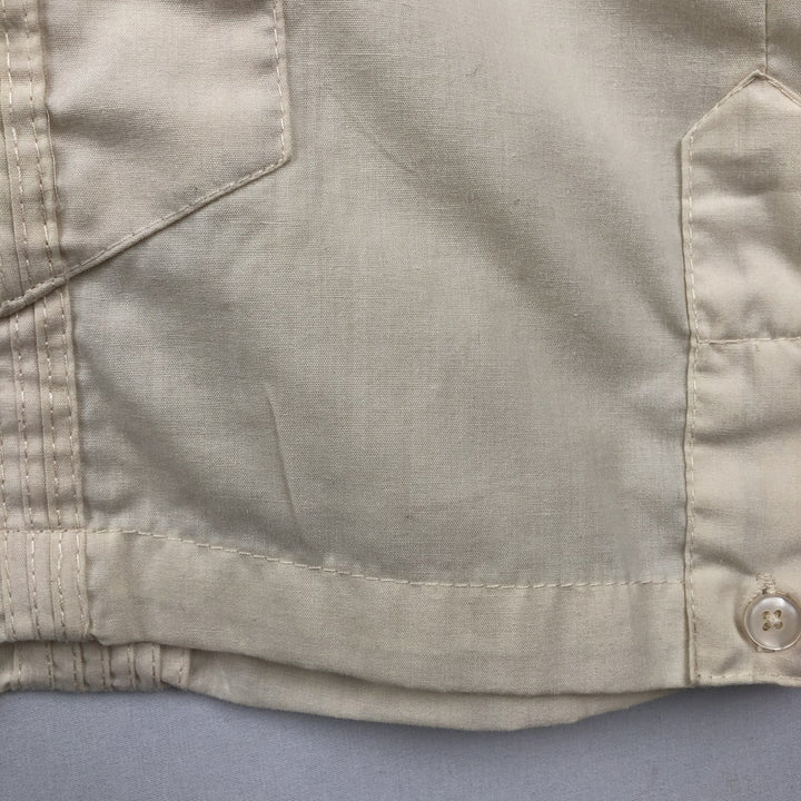 WEST LINE YUCATAN MEXICO Short-Sleeve Open Collar Mexican Shirt Cuban Shirt Box Shirt Men's Size M polyester ivory Vintage Second Hand