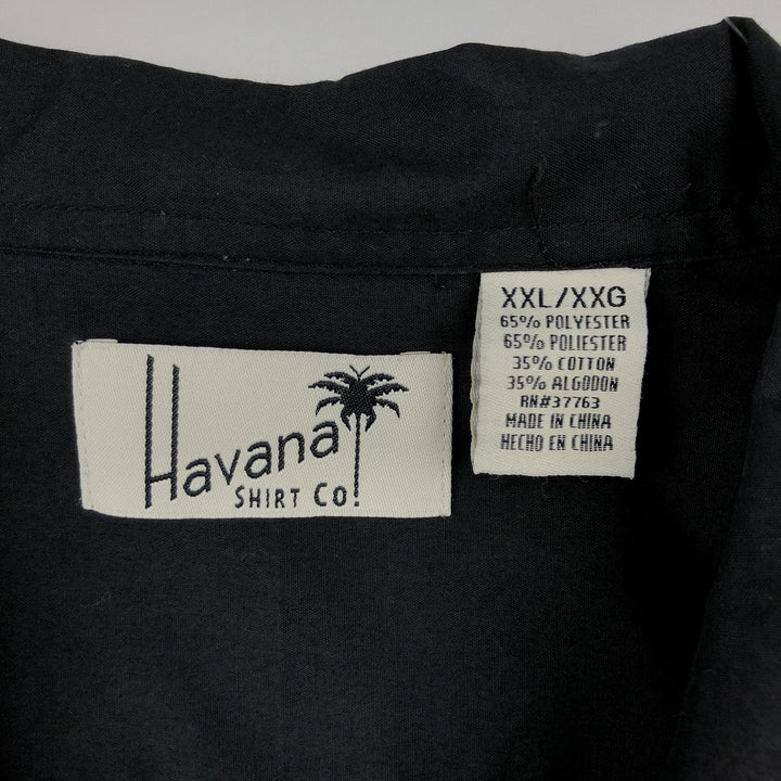 HAVANA Short-Sleeve Open-Collar Mexican Shirt (Cuban Shirt) - Men's XXL Equivalent polyester black type Vintage Second Hand