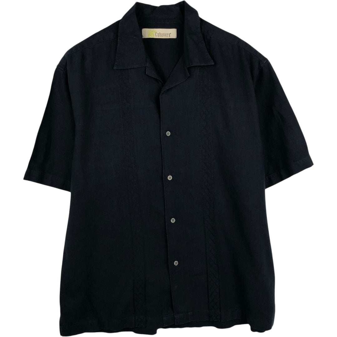 CUBAVERA Short Sleeve Open Collar Mexican Shirt Cuban Shirt Men's XL unclear black type Vintage Second Hand