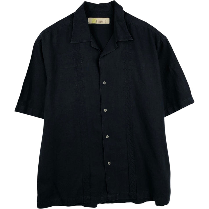 CUBAVERA Short Sleeve Open Collar Mexican Shirt Cuban Shirt Men's XL unclear black type Vintage Second Hand