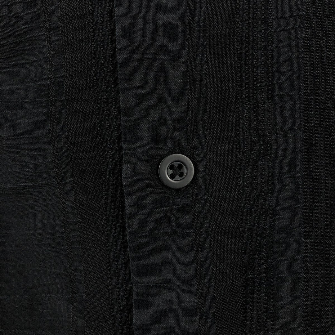 ELLIOTT Stripe Pattern Crepe Short-Sleeve Open Collar Mexican Shirt Cuban Shirt Box Shirt Men's Size M (approx.) polyester black type Vintage Second Hand