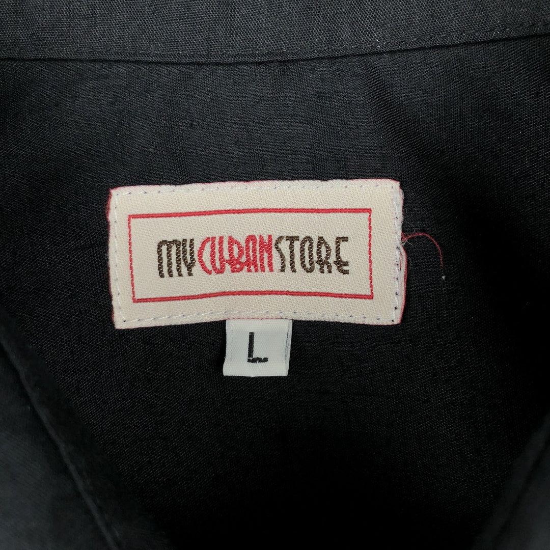 My Cuban Store Short-Sleeve Mexican Shirt (Cuban Shirt) - Men's Size L (approx.) unclear black type Vintage Second Hand