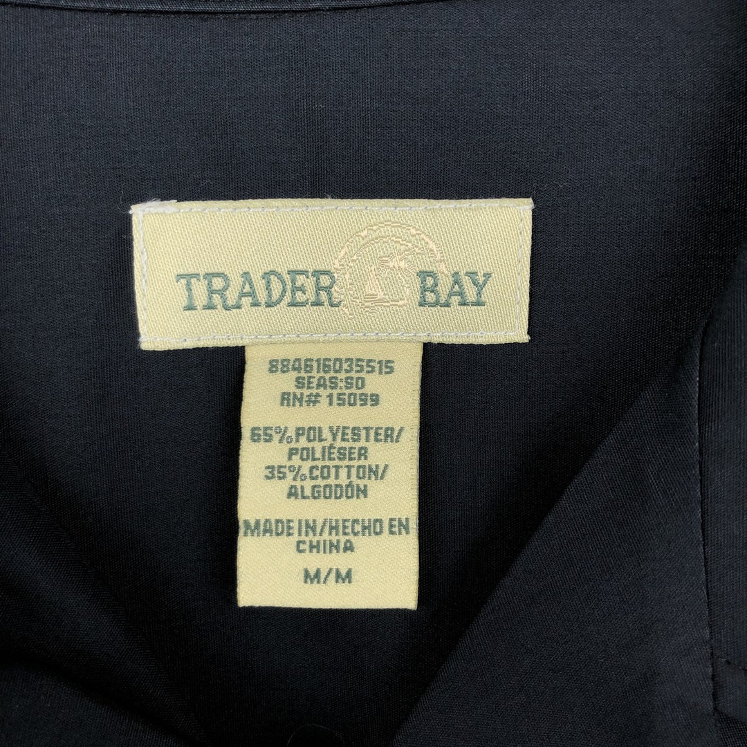 TRADER BAY Short-Sleeve Open-Collar Mexican Shirt / Cuban Shirt / Men's Size M (approx.) polyester black type Vintage Second Hand