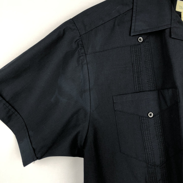 TRADER BAY Short-Sleeve Open-Collar Mexican Shirt / Cuban Shirt / Men's Size M (approx.) polyester black type Vintage Second Hand