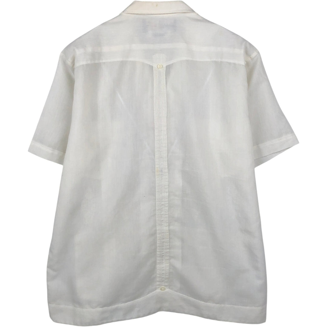 MAYAPAN Embroidered Short-Sleeve Mexican Shirt (Cuban Shirt) - Men's Size XL polyester white type Vintage Second Hand