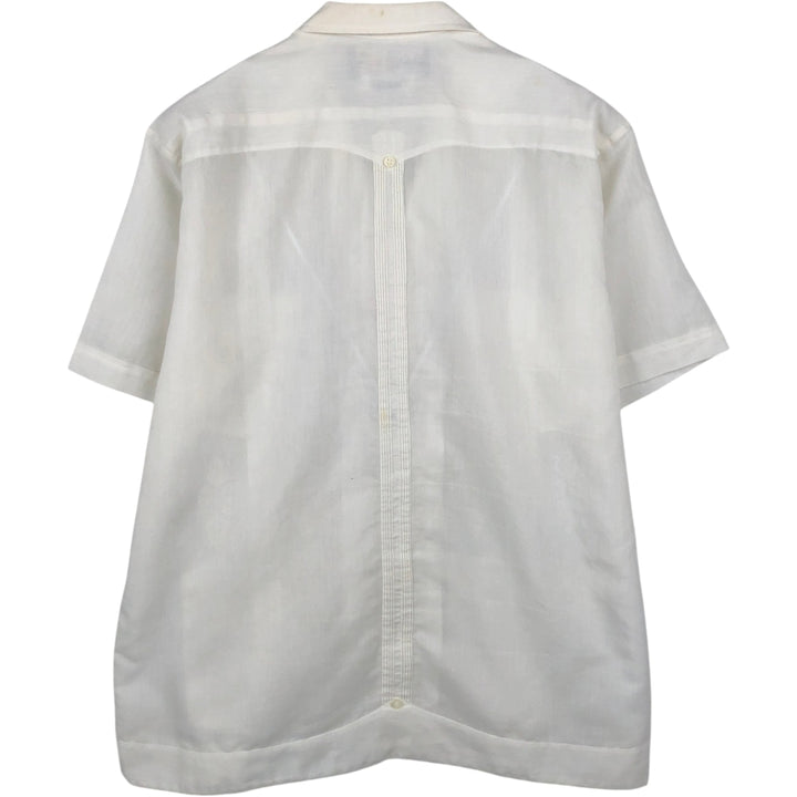 MAYAPAN Embroidered Short-Sleeve Mexican Shirt (Cuban Shirt) - Men's Size XL polyester white type Vintage Second Hand