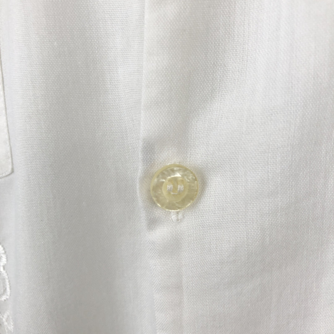 MAYAPAN Embroidered Short-Sleeve Mexican Shirt (Cuban Shirt) - Men's Size XL polyester white type Vintage Second Hand