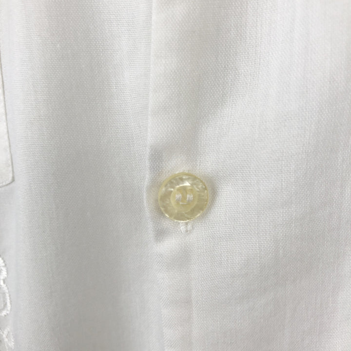 MAYAPAN Embroidered Short-Sleeve Mexican Shirt (Cuban Shirt) - Men's Size XL polyester white type Vintage Second Hand