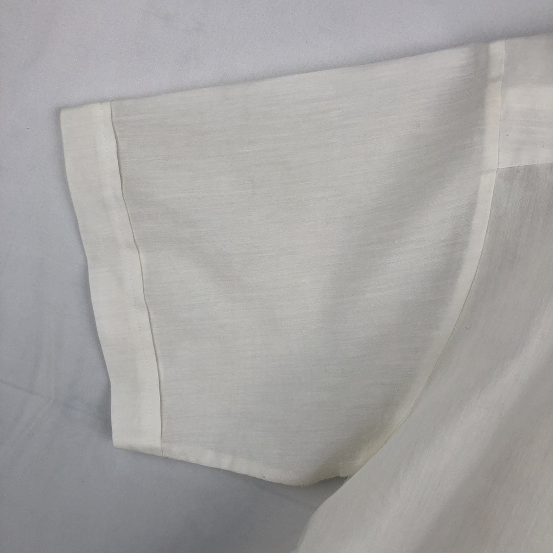 MAYAPAN Embroidered Short-Sleeve Mexican Shirt (Cuban Shirt) - Men's Size XL polyester white type Vintage Second Hand