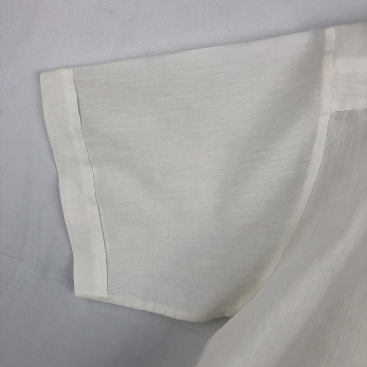 MAYAPAN Embroidered Short-Sleeve Mexican Shirt (Cuban Shirt) - Men's Size XL polyester white type Vintage Second Hand