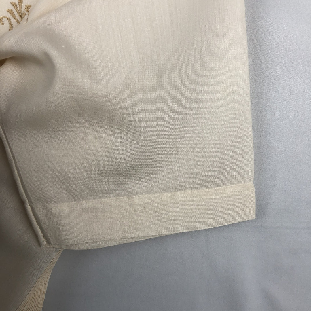 GENUINA Yucateca Short-Sleeve Open-Collar Mexican Shirt (Cuban Shirt) - Men's Size M (approx.) polyester pale white type Vintage Second Hand