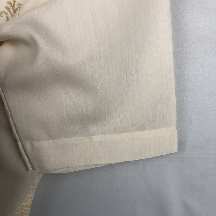 GENUINA Yucateca Short-Sleeve Open-Collar Mexican Shirt (Cuban Shirt) - Men's Size M (approx.) polyester pale white type Vintage Second Hand