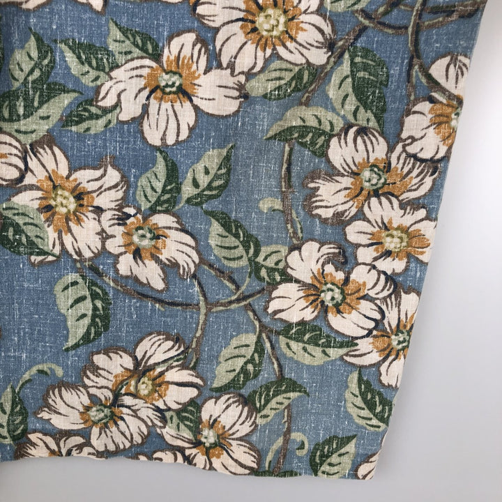 90'S Reyn Spooner swimwear tag, bikini tag, floral print, half-button, button-down, Aloha shirt, boxy shirt, men's size L (approx.) unclear Blue type light blue Vintage Second Hand