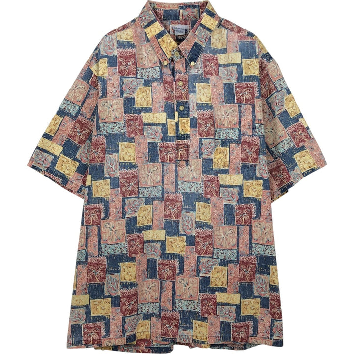 90'S Reyn Spooner Swimsuit Tag Bikini Tag All-Over Print Pullover Button-Down Hawaiian Aloha Shirt Men's XXL cotton red type Vintage Second Hand