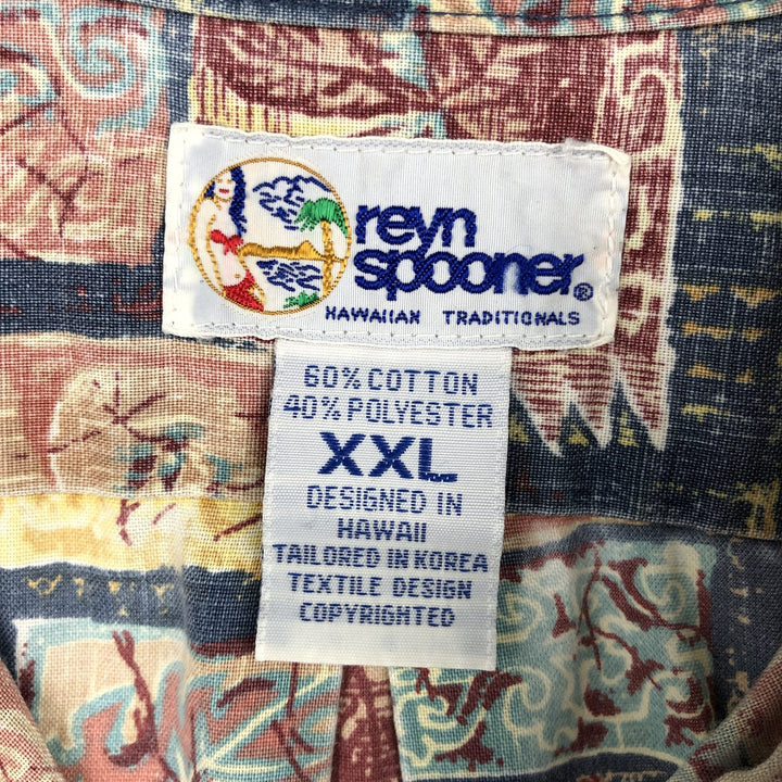 90'S Reyn Spooner Swimsuit Tag Bikini Tag All-Over Print Pullover Button-Down Hawaiian Aloha Shirt Men's XXL cotton red type Vintage Second Hand