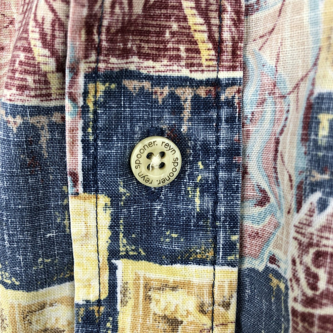 90'S Reyn Spooner Swimsuit Tag Bikini Tag All-Over Print Pullover Button-Down Hawaiian Aloha Shirt Men's XXL cotton red type Vintage Second Hand