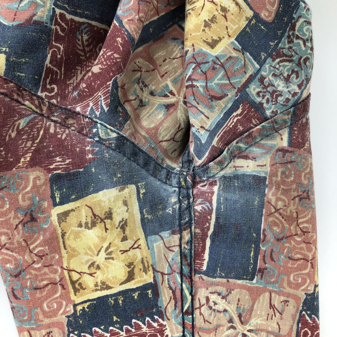 90'S Reyn Spooner Swimsuit Tag Bikini Tag All-Over Print Pullover Button-Down Hawaiian Aloha Shirt Men's XXL cotton red type Vintage Second Hand