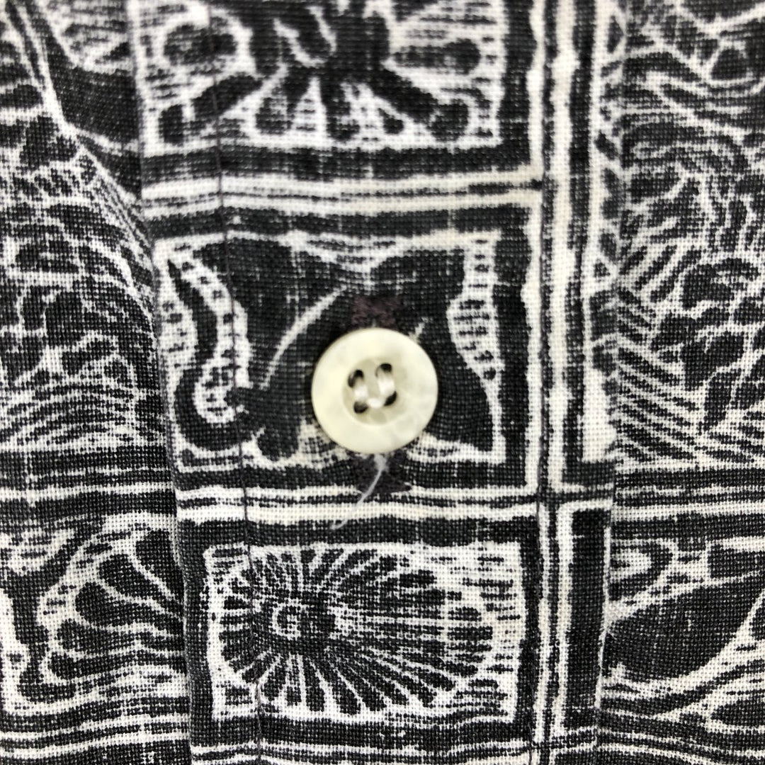 90'S Reyn Spooner DIETRICH VAREZ COLLECTION all-over print half-button button-down Aloha shirt, men's size L (approx.) cotton black type Vintage Second Hand