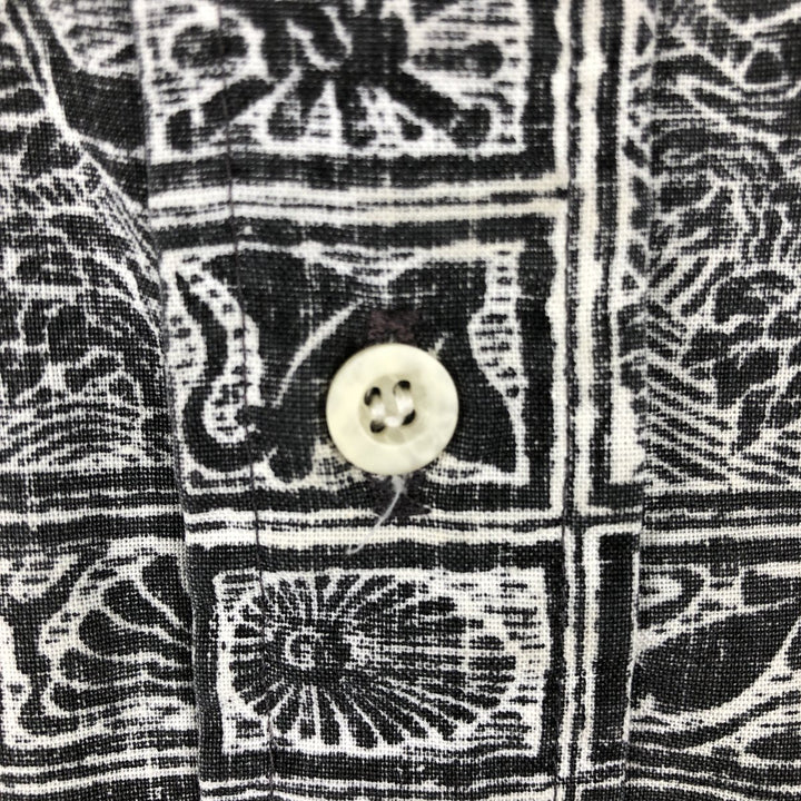 90'S Reyn Spooner DIETRICH VAREZ COLLECTION all-over print half-button button-down Aloha shirt, men's size L (approx.) cotton black type Vintage Second Hand