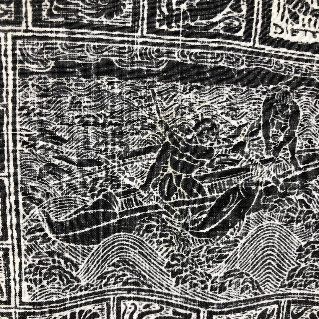 90'S Reyn Spooner DIETRICH VAREZ COLLECTION all-over print half-button button-down Aloha shirt, men's size L (approx.) cotton black type Vintage Second Hand
