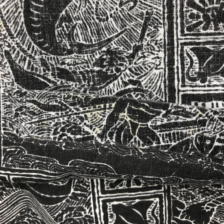 90'S Reyn Spooner DIETRICH VAREZ COLLECTION all-over print half-button button-down Aloha shirt, men's size L (approx.) cotton black type Vintage Second Hand