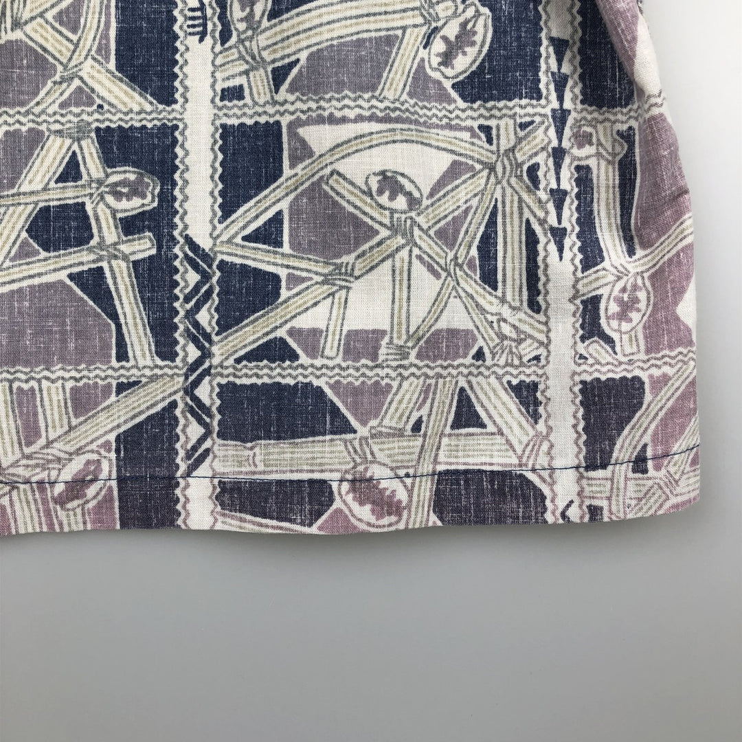 90'S Reyn Spooner swimwear tag, bikini tag, all-over print, half-button, button-down, Aloha shirt, boxy shirt, men's size L equivalent. cotton blue type Vintage Second Hand