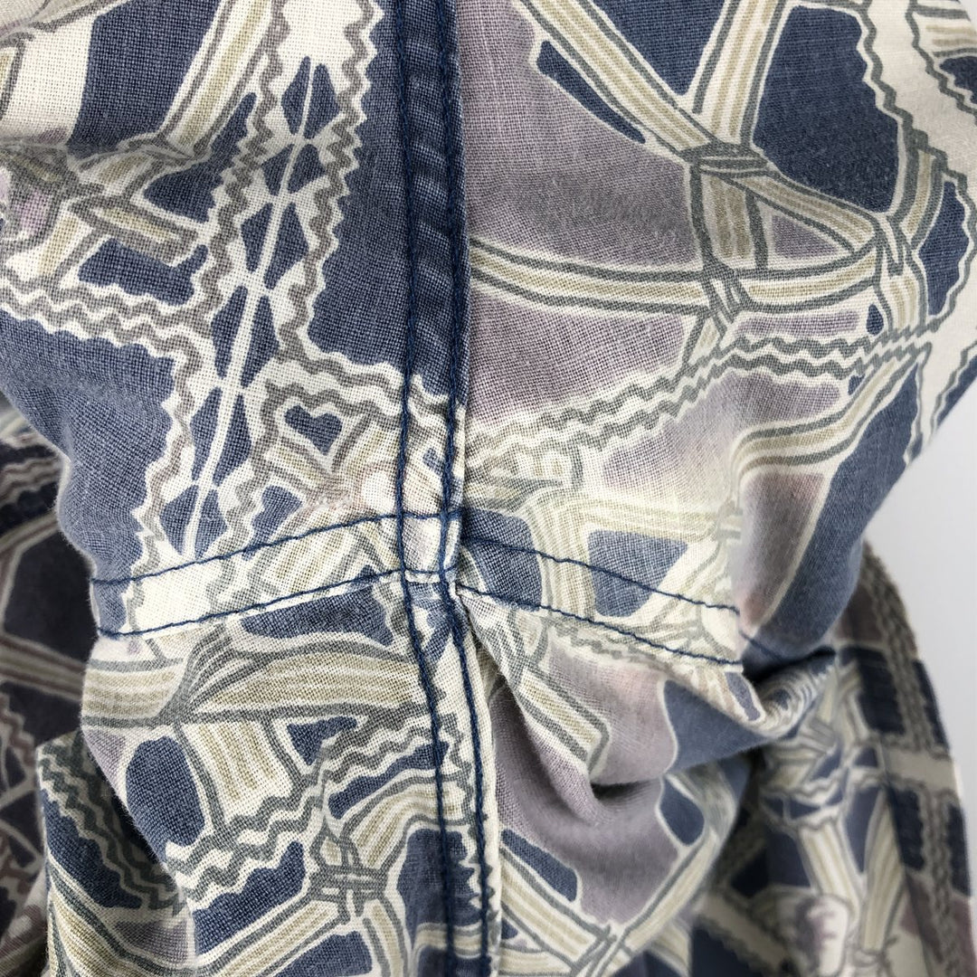 90'S Reyn Spooner swimwear tag, bikini tag, all-over print, half-button, button-down, Aloha shirt, boxy shirt, men's size L equivalent. cotton blue type Vintage Second Hand