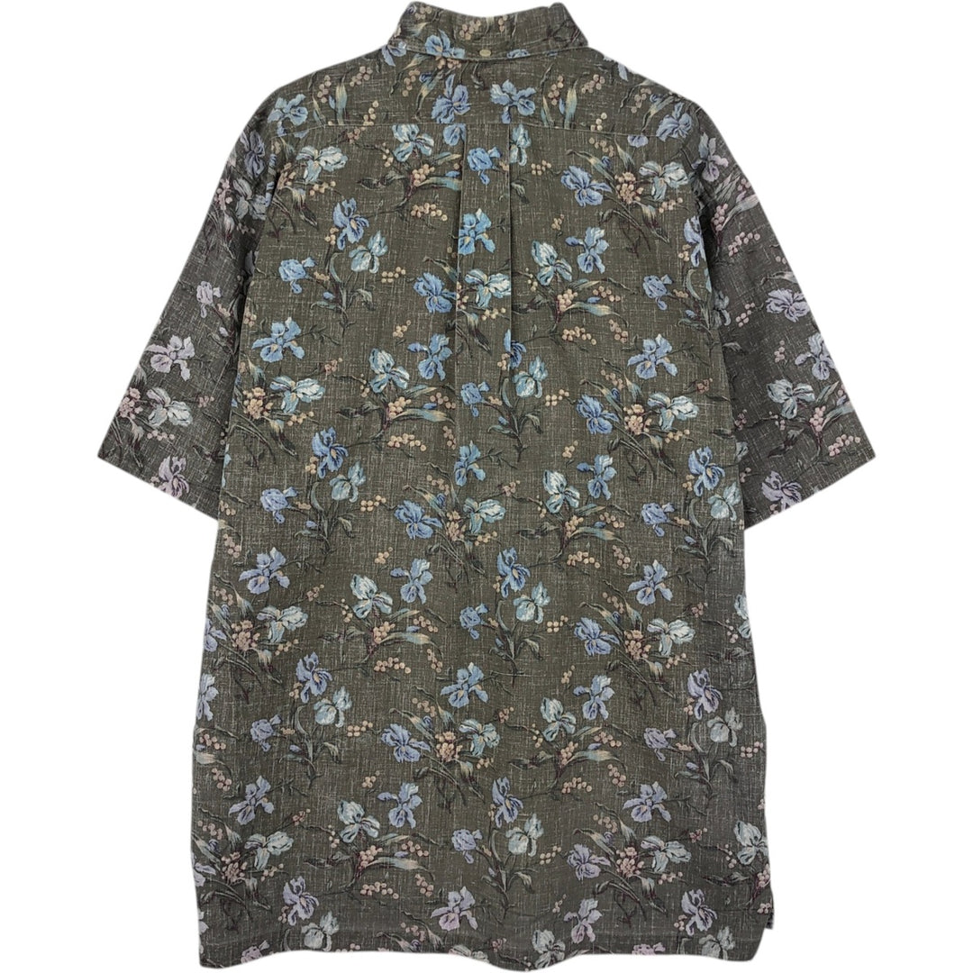 Reyn Spooner Commemorative Classics Botanical Pattern Half-Button Button-Down Aloha Shirt, Men's Size L (approx.) cotton Khaki type Vintage Second Hand