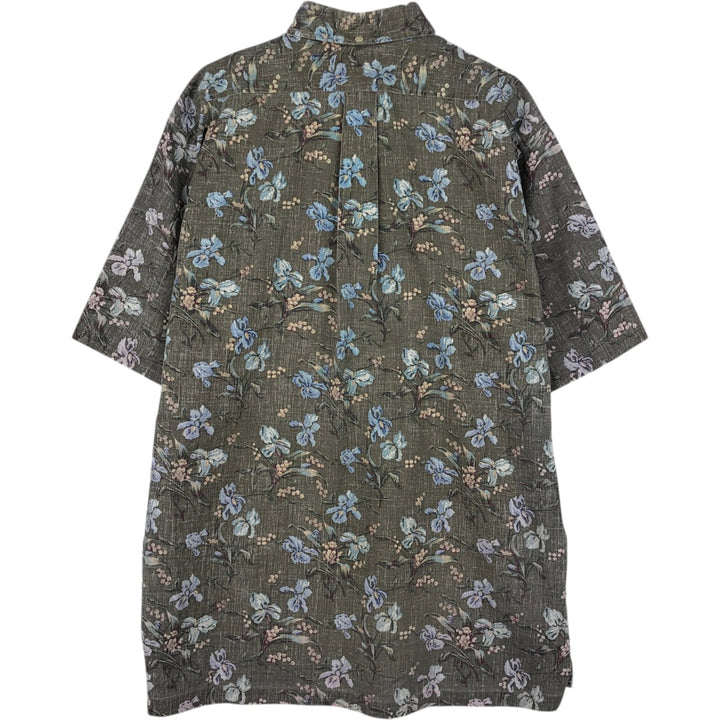 Reyn Spooner Commemorative Classics Botanical Pattern Half-Button Button-Down Aloha Shirt, Men's Size L (approx.) cotton Khaki type Vintage Second Hand