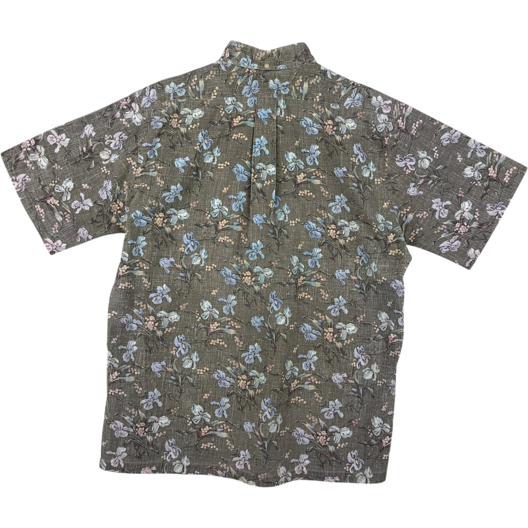 Reyn Spooner Commemorative Classics Botanical Pattern Half-Button Button-Down Aloha Shirt, Men's Size L (approx.) cotton Khaki type Vintage Second Hand
