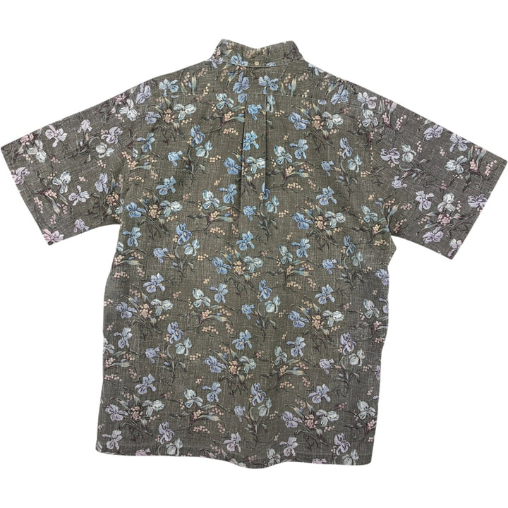 Reyn Spooner Commemorative Classics Botanical Pattern Half-Button Button-Down Aloha Shirt, Men's Size L (approx.) cotton Khaki type Vintage Second Hand
