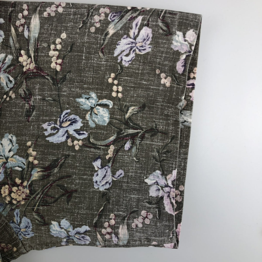 Reyn Spooner Commemorative Classics Botanical Pattern Half-Button Button-Down Aloha Shirt, Men's Size L (approx.) cotton Khaki type Vintage Second Hand