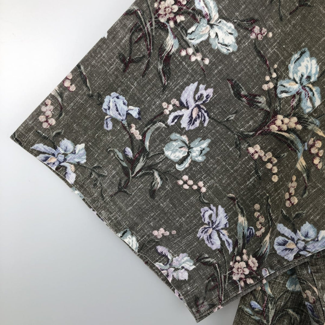 Reyn Spooner Commemorative Classics Botanical Pattern Half-Button Button-Down Aloha Shirt, Men's Size L (approx.) cotton Khaki type Vintage Second Hand