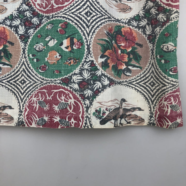 90'S Reyn Spooner Commemorative Classics all-over print pullover button-down Aloha shirt boxy shirt cotton Green type dark green Vintage Second Hand