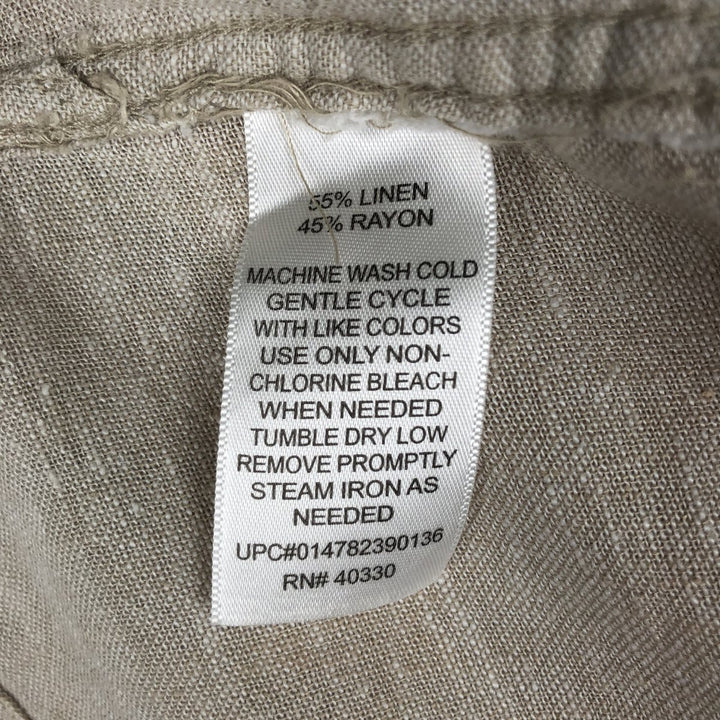 HAGGAR Short-Sleeve Open-Collar Rayon x Linen Shirt, Boxy Fit, Men's Size XL (approx.) linen Beige type Vintage Second Hand