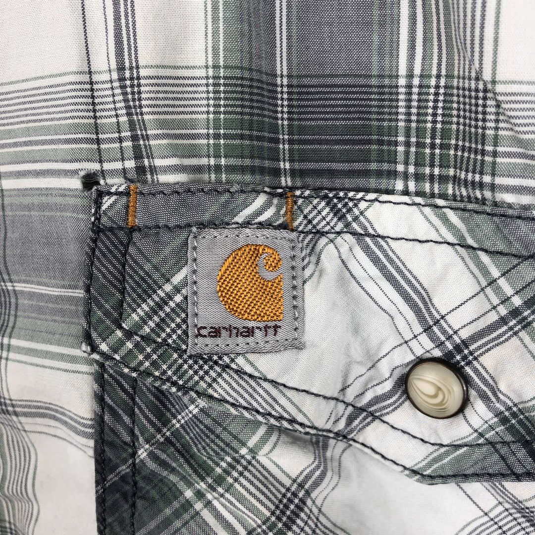Carhartt RELAXED FIT Check Pattern Short Sleeve Work Shirt, Men's L size unclear gray type Vintage Second Hand