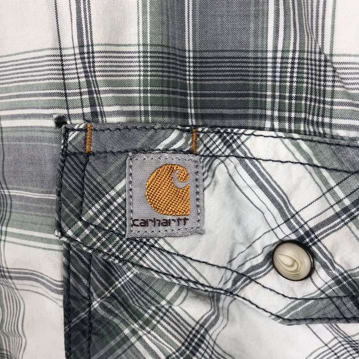Carhartt RELAXED FIT Check Pattern Short Sleeve Work Shirt, Men's L size unclear gray type Vintage Second Hand