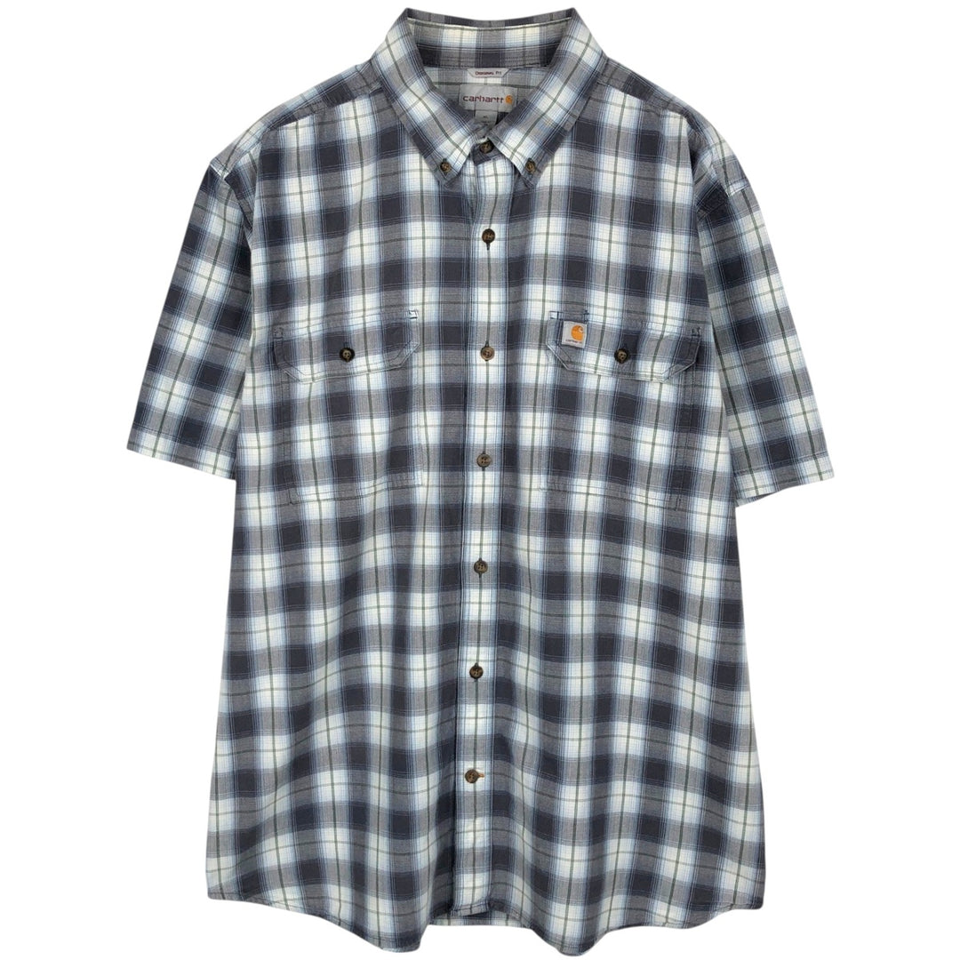 Carhartt Original Fit Button-Down Short Sleeve Work Shirt, Men's Size XL cotton gray type Vintage Second Hand