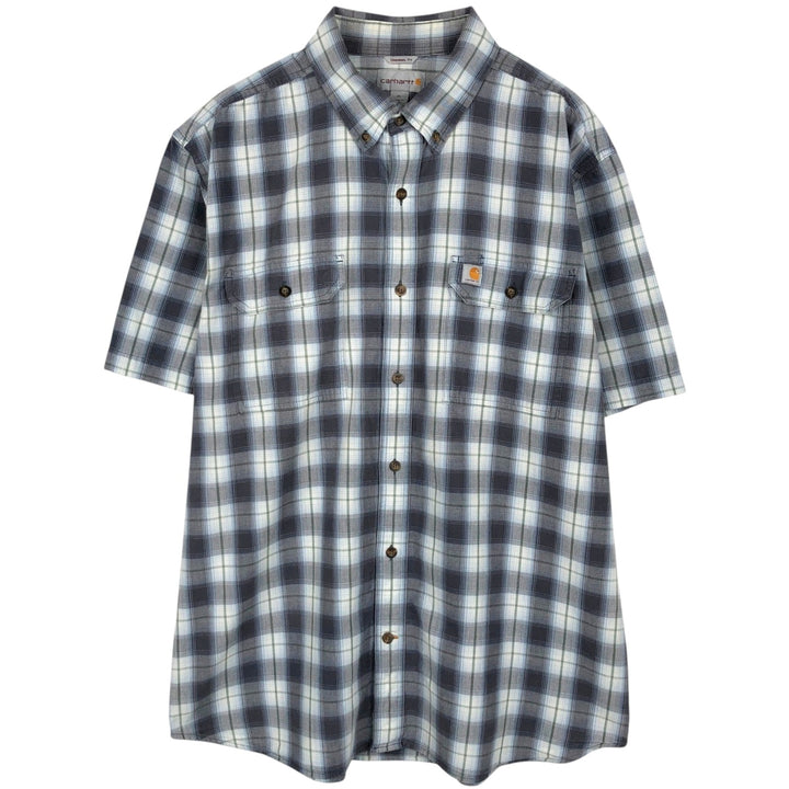 Carhartt Original Fit Button-Down Short Sleeve Work Shirt, Men's Size XL cotton gray type Vintage Second Hand