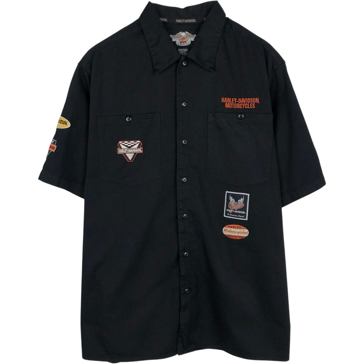 Harley-Davidson Short Sleeve Work Shirt Box Shirt Men's XL cotton black type Vintage Second Hand