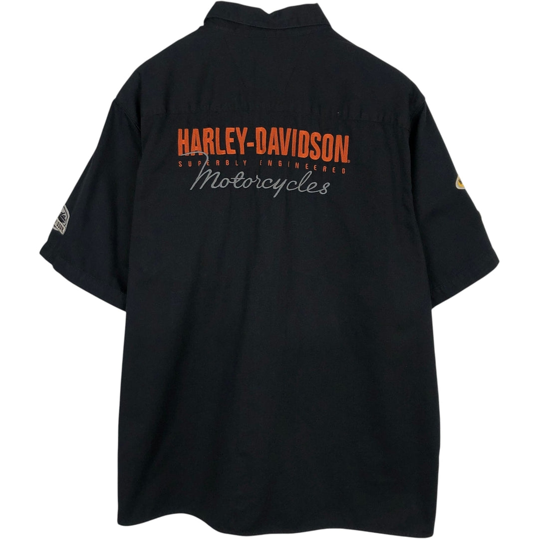 Harley-Davidson Short Sleeve Work Shirt Box Shirt Men's XL cotton black type Vintage Second Hand