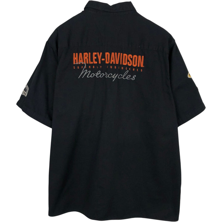Harley-Davidson Short Sleeve Work Shirt Box Shirt Men's XL cotton black type Vintage Second Hand