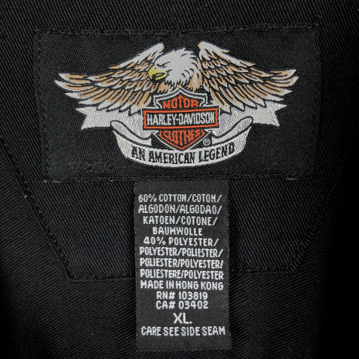 Harley-Davidson Short Sleeve Work Shirt Box Shirt Men's XL cotton black type Vintage Second Hand