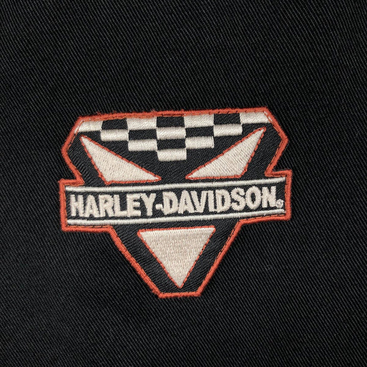 Harley-Davidson Short Sleeve Work Shirt Box Shirt Men's XL cotton black type Vintage Second Hand