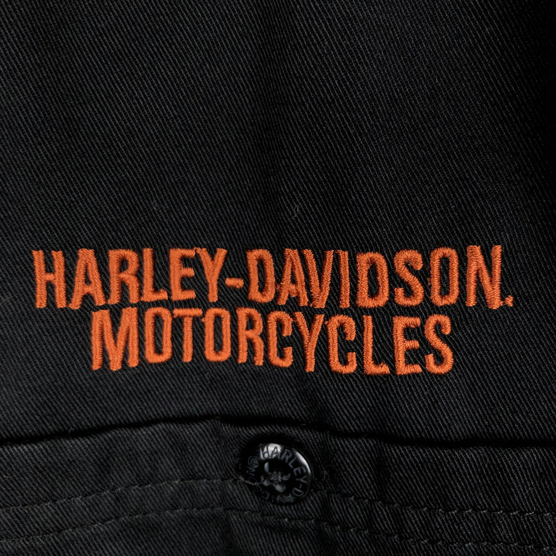 Harley-Davidson Short Sleeve Work Shirt Box Shirt Men's XL cotton black type Vintage Second Hand