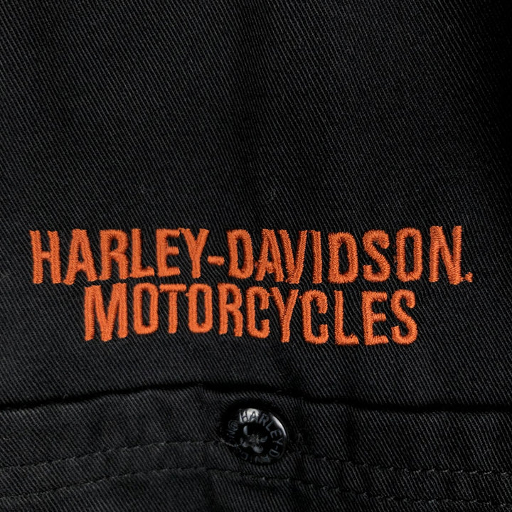 Harley-Davidson Short Sleeve Work Shirt Box Shirt Men's XL cotton black type Vintage Second Hand